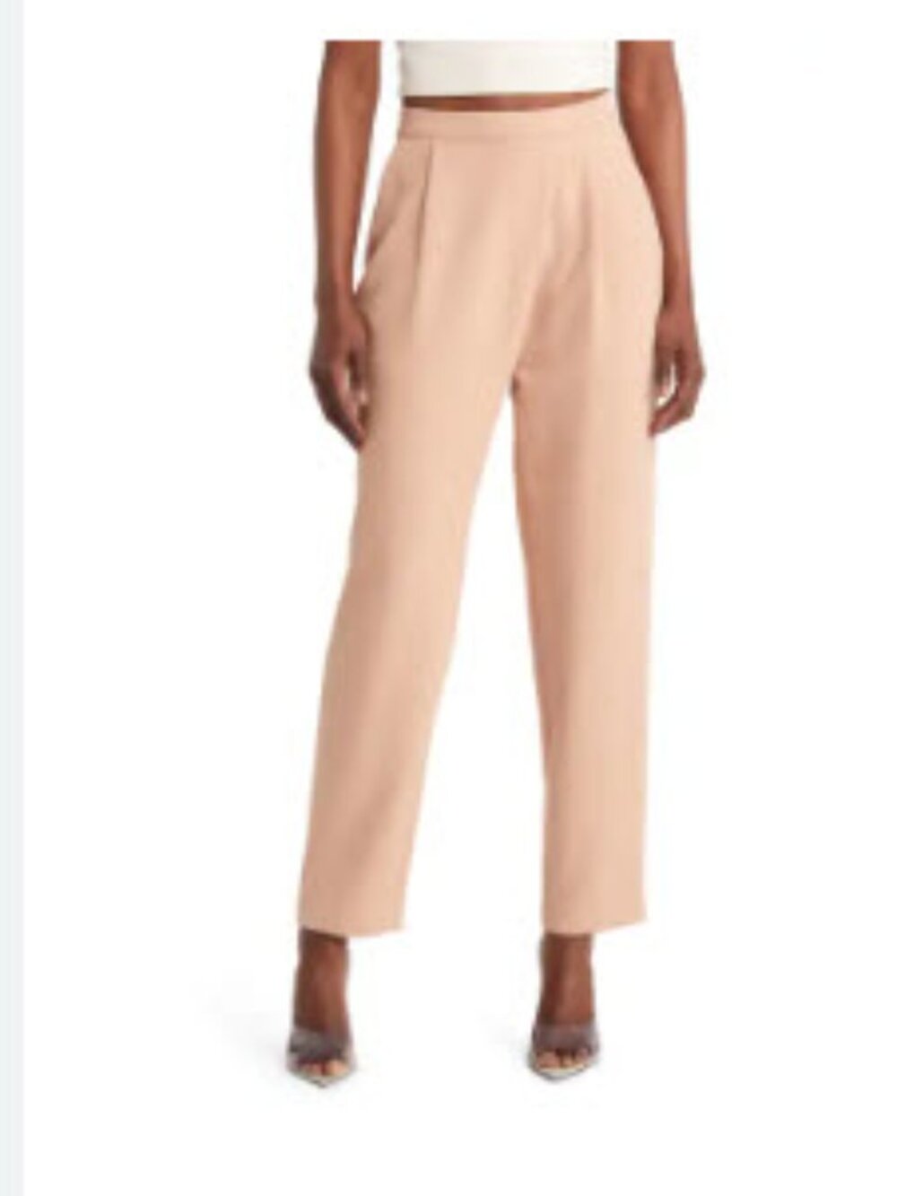 Women's Open Edit ASYMMETRICAL WRAP TROUSER in TAN NOUGAT/ CORAL Size XS